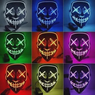 Máscara Led Neon Fio Duplo Para festas Halloween Carnaval