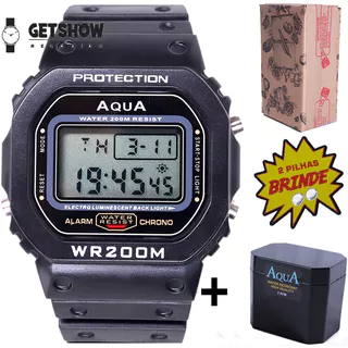 Relógio Aqua Masculinos Original G Digital Shock Caixinha + 2 Baterias Extras Revenda Prova Dagua