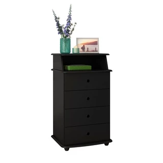 mesa de cabeceira / luxo 2 com 4 gavetas preta