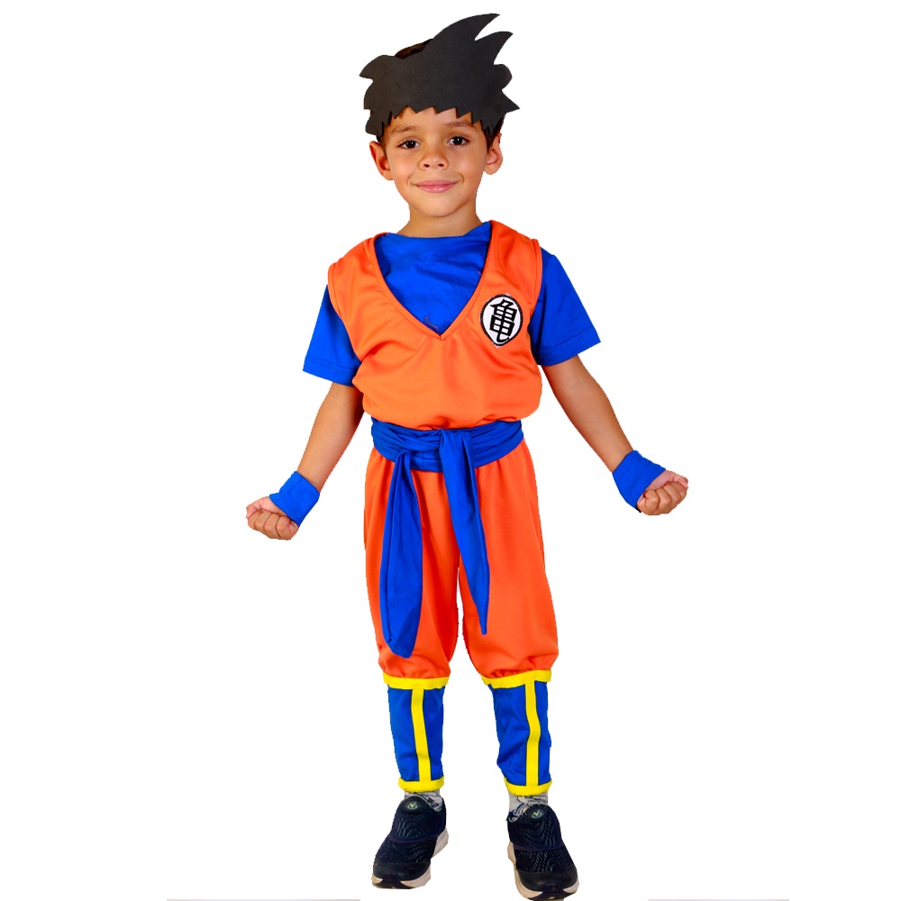 Fantasia Infantil Goku P + Cabelo Eva Super Saiyajin