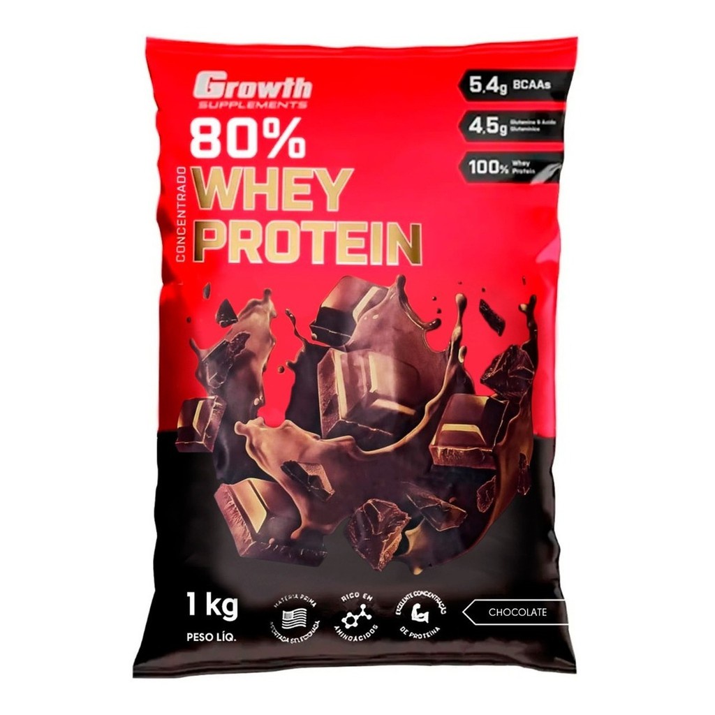 Whey Growth 1kg Concentrado 80% Suplemento Whey Protein 100% Original