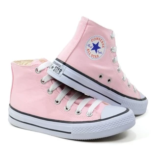 Tênis Botinha Feminina Casual Cano Alto Star Rosa Bebê Chuck Taylor Unissex