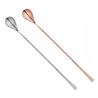 Colher Bailarina de Inox 25cm - Prata e Rose - Misturadora de Bebidas Drinks Profissional
