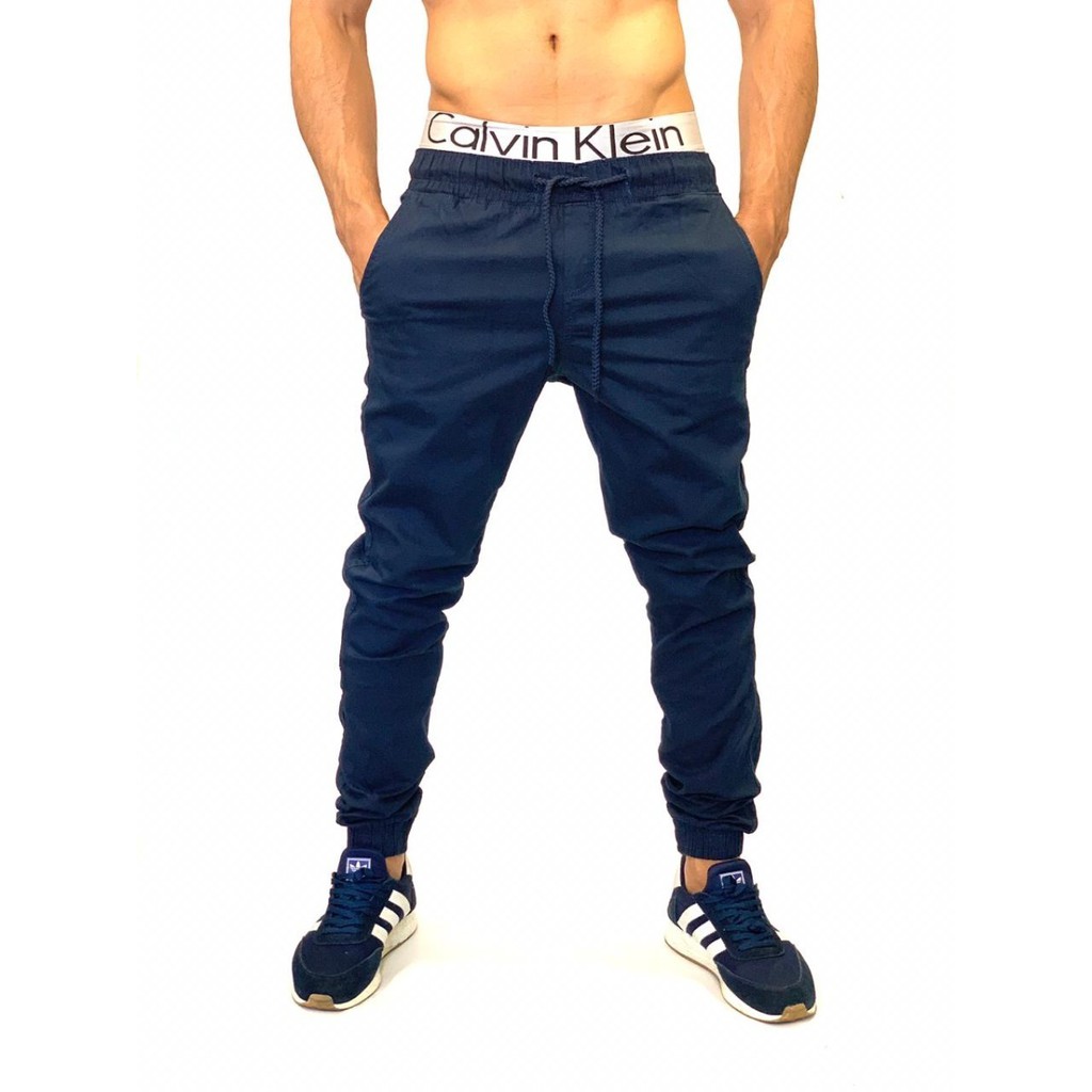 Calça Jeans Masculina Jogger Azul Médio