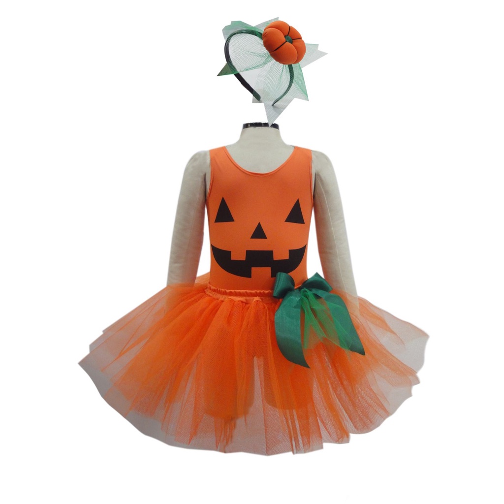 Vestido Fantasia Infantil Feminina Halloween Abóbora
