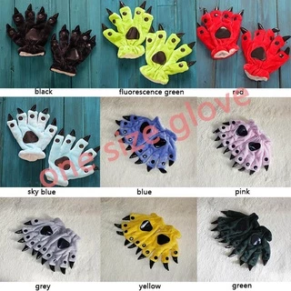 Kigurumi Animal Luvas De Flanela Macia Pata Dinossauro Urso Dedo Garra Bonito Fofo Festa De Halloween Desempenho Mitten