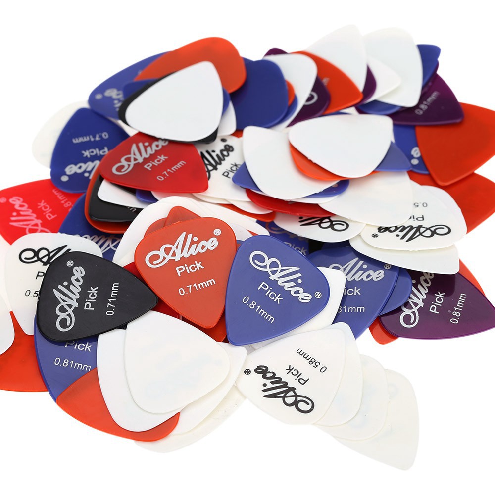Alice Ap-100P 100pçs 0,58mm / 0,71mm / 0,81mm Plectrums Palhetas Lisa Abs