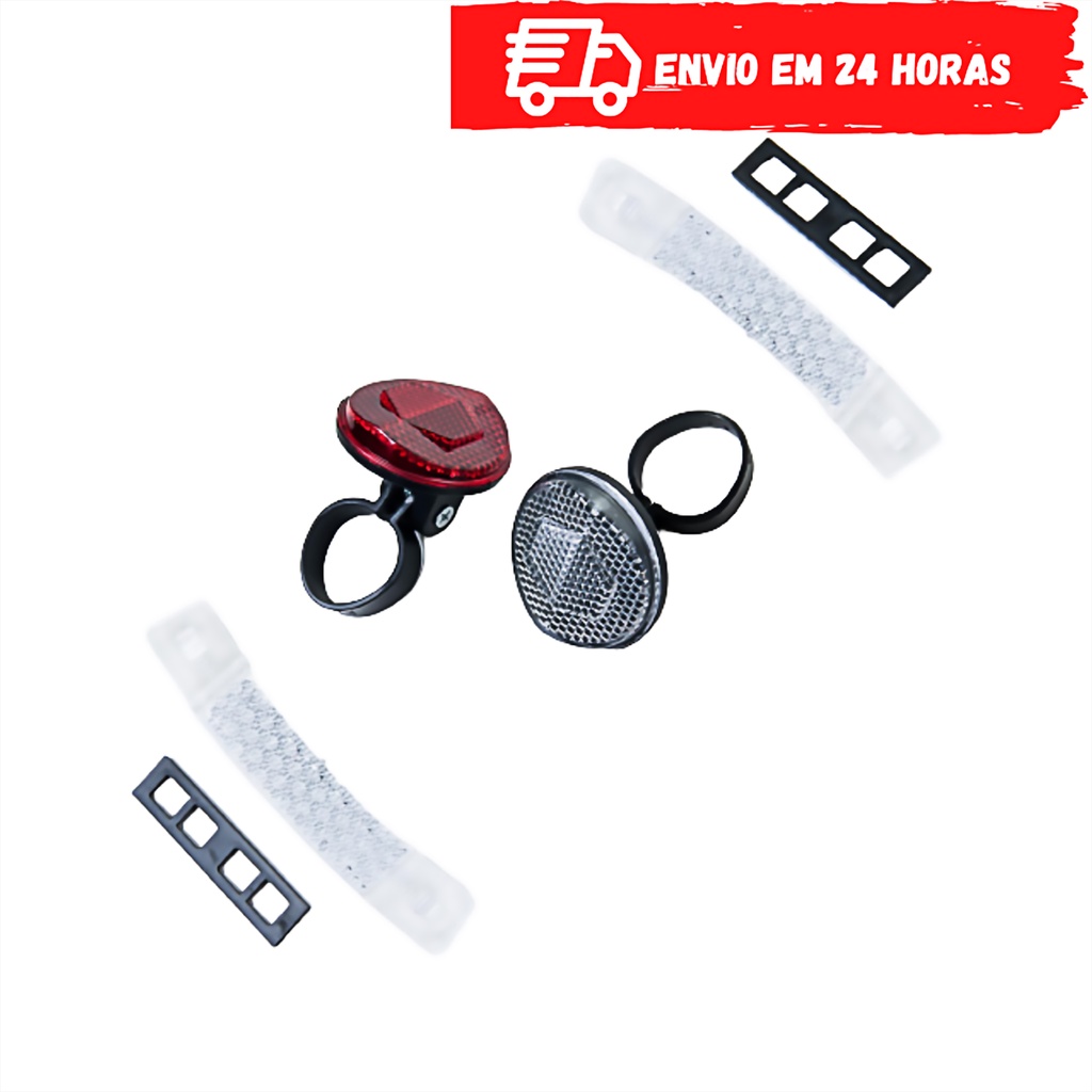 Kit Refletores Para Bicicleta Dianteiro+Traseiro Refletor C/ 2 Refletores Olho de Gato De Raios Nacional Bike Segurança