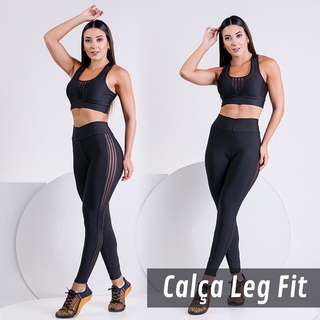 Calça Legging Academia Cintura Alta Detalhe de Tela – Preta – Descrição  Magazine