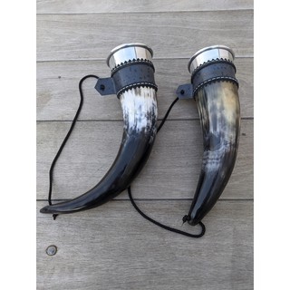 combo 2 guampas cuia copo de chifre bebida terere chimarão bebidas vikings - menor preço
