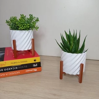 kit 2 Vasos Cachepô Decorativo com Suporte Mini S/ Planta