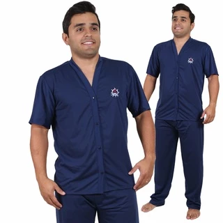 Pijama Masculino Adulto Inverno Longo Aberto Com Botão Pós Cirúrgico Premium em Oferta na Shopee