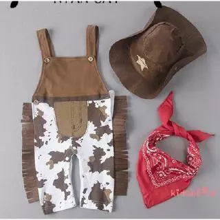 ❥♚❃-4Pcs Infant Baby Boy Cowboy Tassel Romper Clothes Outfit Kids Jumpsuit Playsuit Summer