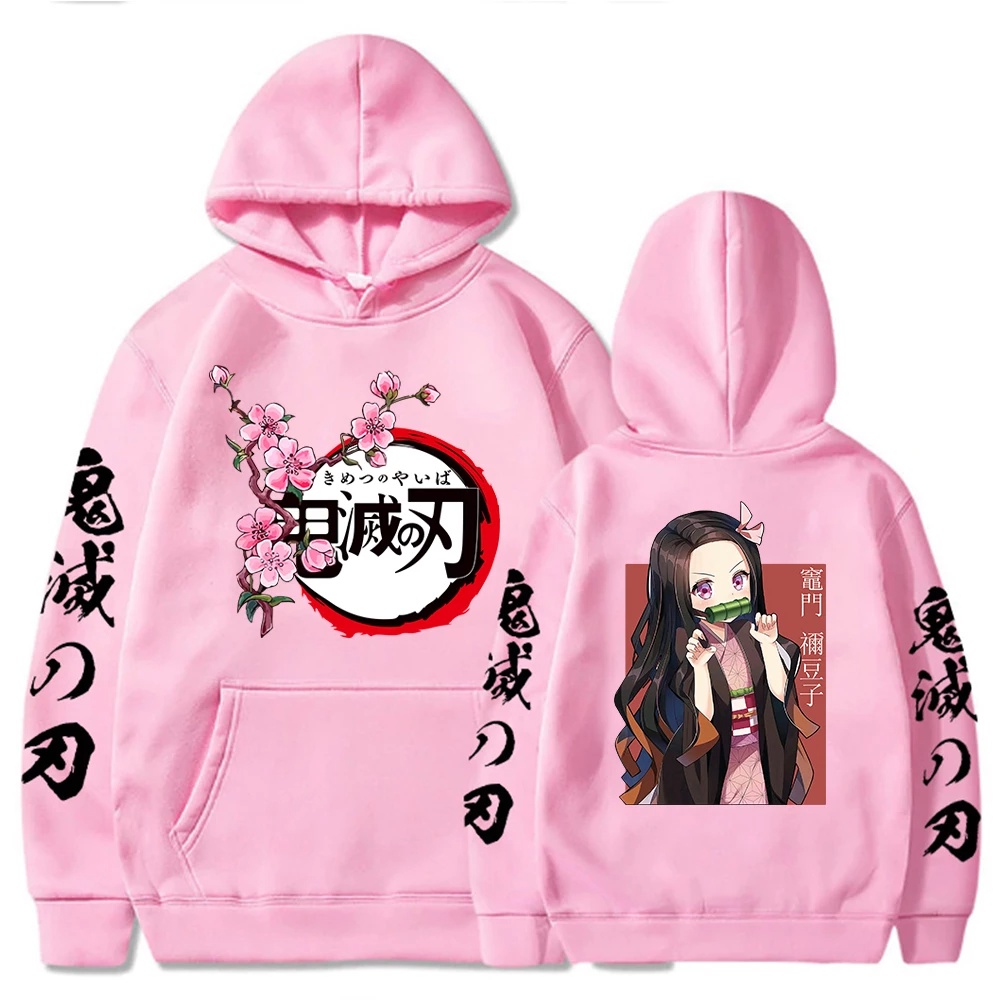 Moletom feminino com capuz fofo anime Demon Slayer desenho Nezuko