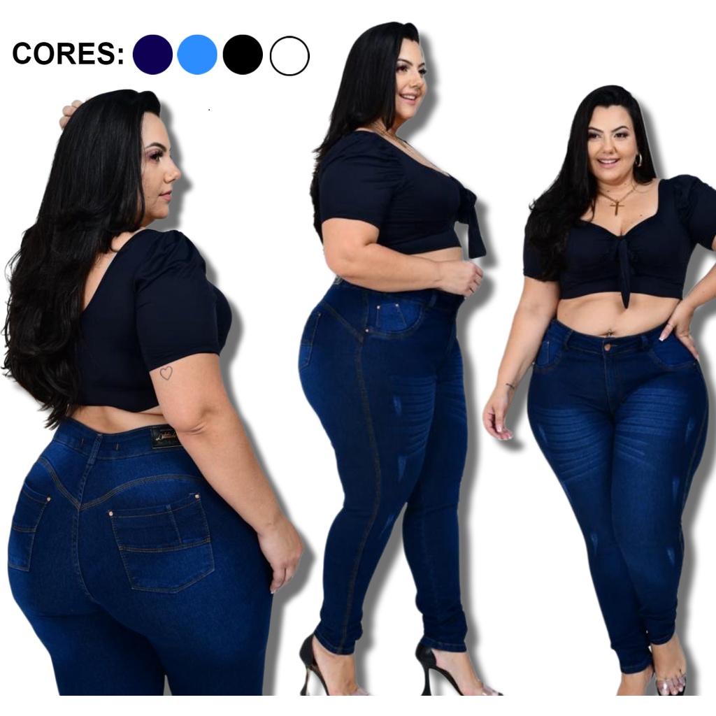 Calça Jeans Feminina Lycra Licra Empina Bumbum Confortáveis Lisa