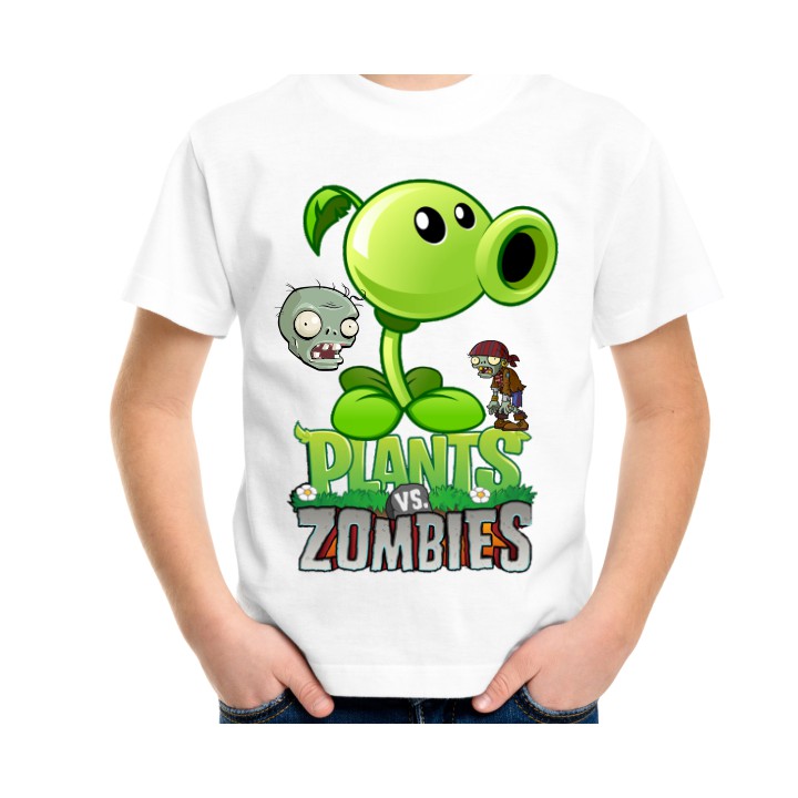 T-Shirt de Desenho Animado de Plantas Vs Zumbis Roupas Estampadas