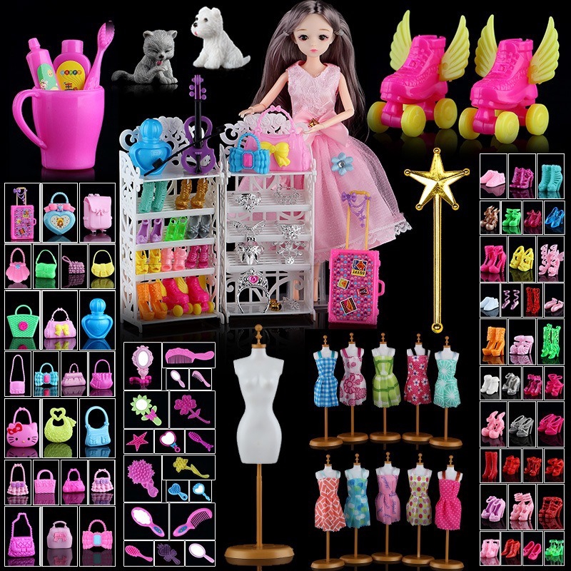 Kit 32 Peças, Roupas e Acessórios para Bonecas Barbie e outros