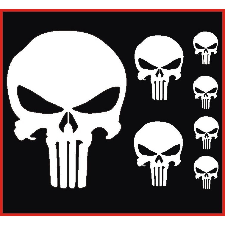 7 Adesivos Justiceiro Punisher Caveira Kit Cartela para carro moto notebook tablet