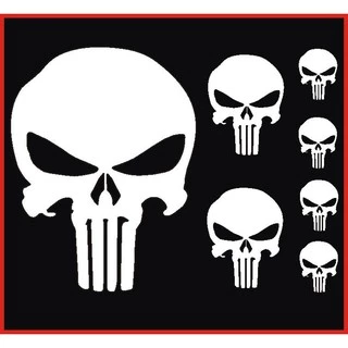 7 Adesivos Justiceiro Punisher Caveira Kit Cartela para carro moto notebook tablet