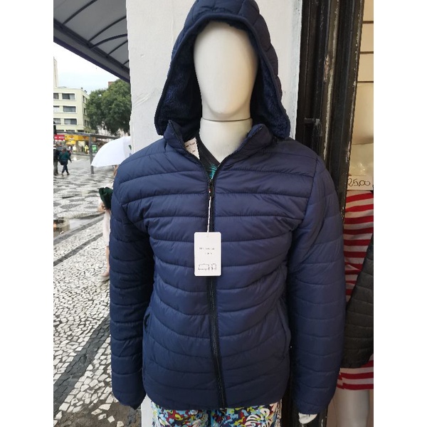 Jaqueta Gomo Masculina Nylon Com Capuz removevel top pelo por