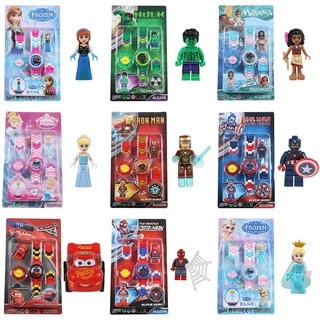 kids toys Disney relógio rotativo, homem de gelo animado, princesa moana, homem-aranha, carro,, cartoon,