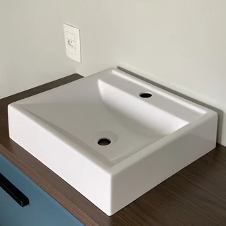 Cuba pia de apoio para banheiro Ravena 40cm x 37cm Branco