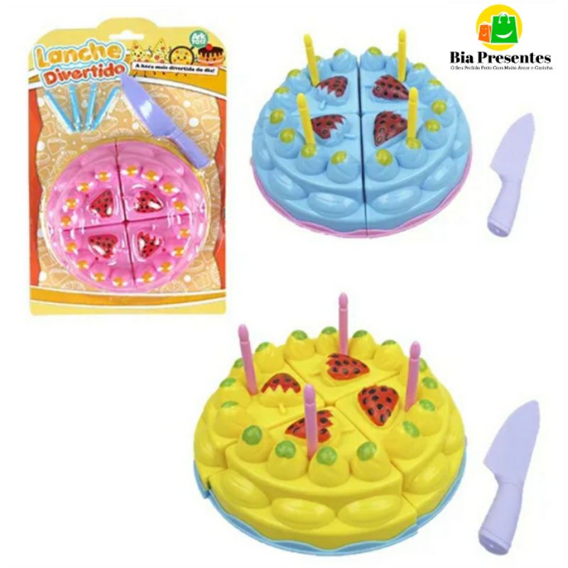 Conjunto de jogos de bolo de festa de aniversário, 28 brinquedos de bolo de  aniversário de corte de madeira com comida de faz de conta com velas,  brinquedo de comida de faz