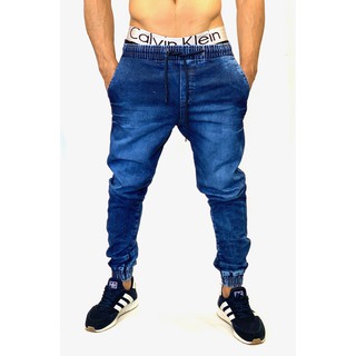 calça masculina Jeans azul médio jogger barata