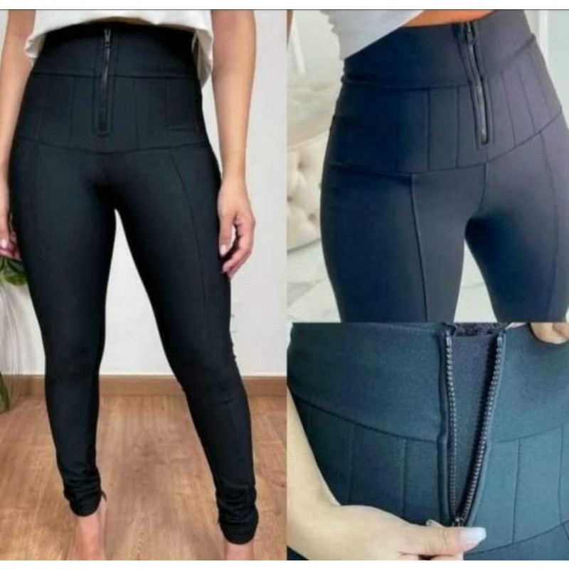 Calça Legging Modeladora Costura 3D Aperta Barriga Leve Compressão