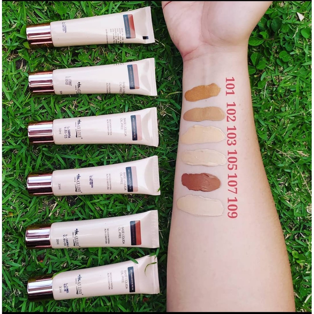 Base líquida max love Oil-Free secagem rápida e alta cobertura make up ...