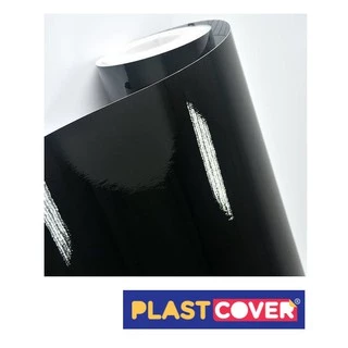 Papel Contact Preto Brilho 45cm x 1m Plastcover Adesivo Brilhoso para Envelopamento 1 metro black piano