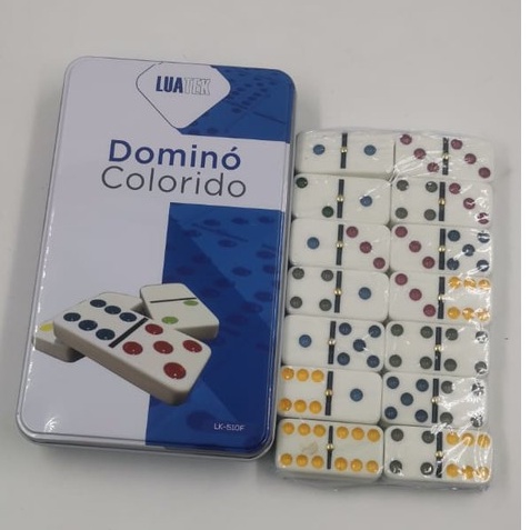 Jogo De Dominó Double 6 Color Dot Com 28 Peças com Estojo Jogos de Tabuleiro