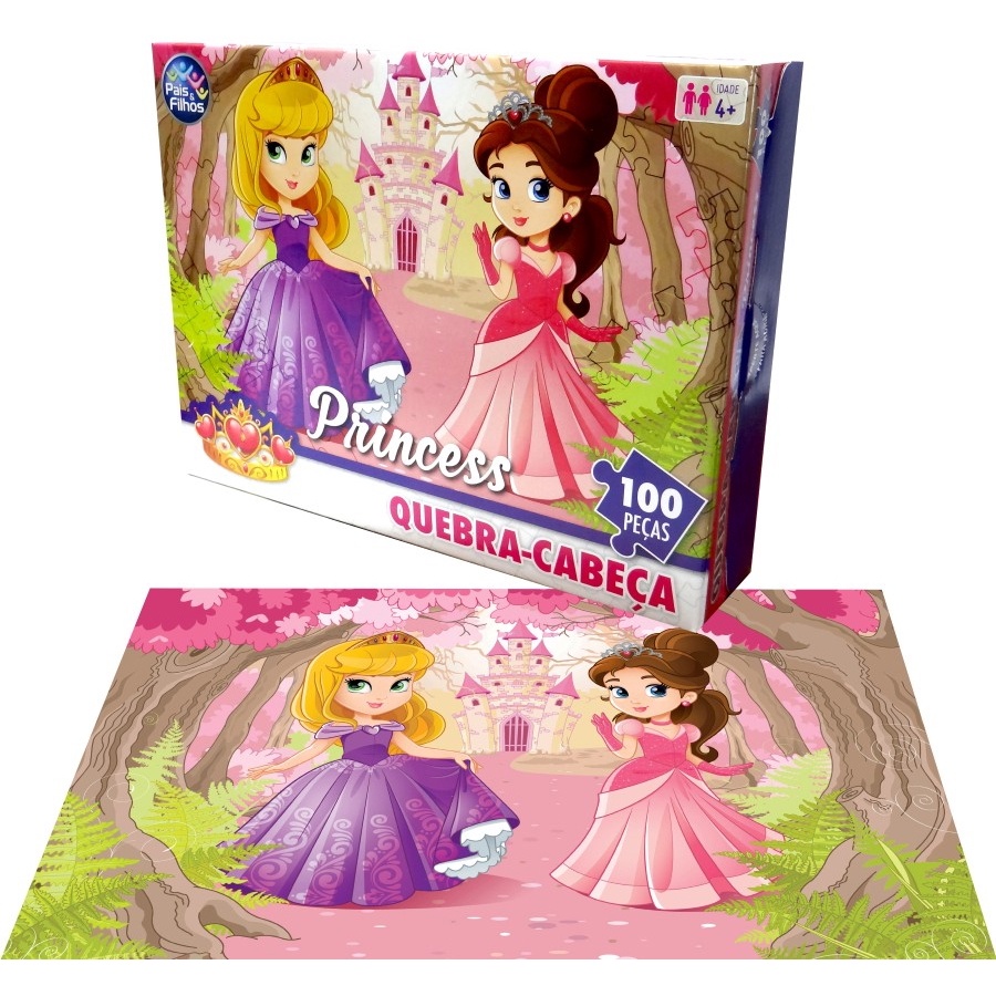 Jogo Quebra Cabeca Infantil Meninas Princesas 100 Pecas Premium ...