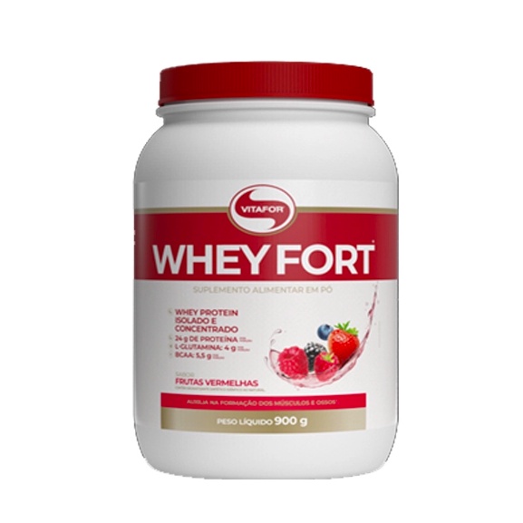 Whey Fort 3w 900gr – Vitafor Whey Protein Isolado e Concentrado e Hidrolisado Frutas