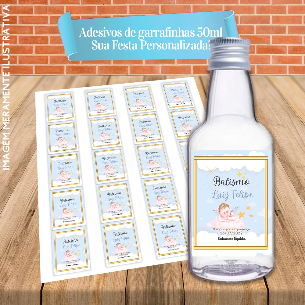 Rótulos Adesivos Personalizadas para Garrafinhas de 50ml 4cm largura x ...