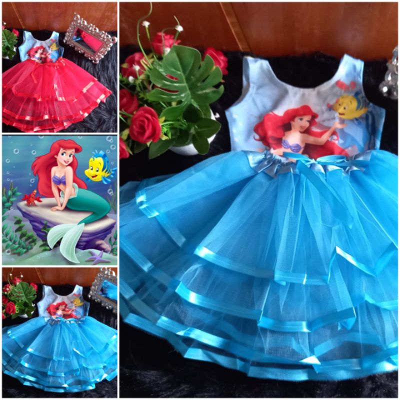 Fantasia Pequena Sereia Princesa Ariel Saia Paete Infantil