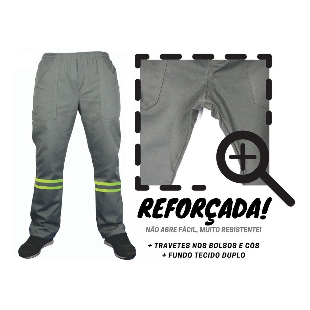 CALÇA CR - Reforçada! Brim pesado Com Faixa Refletiva Uniforme ...