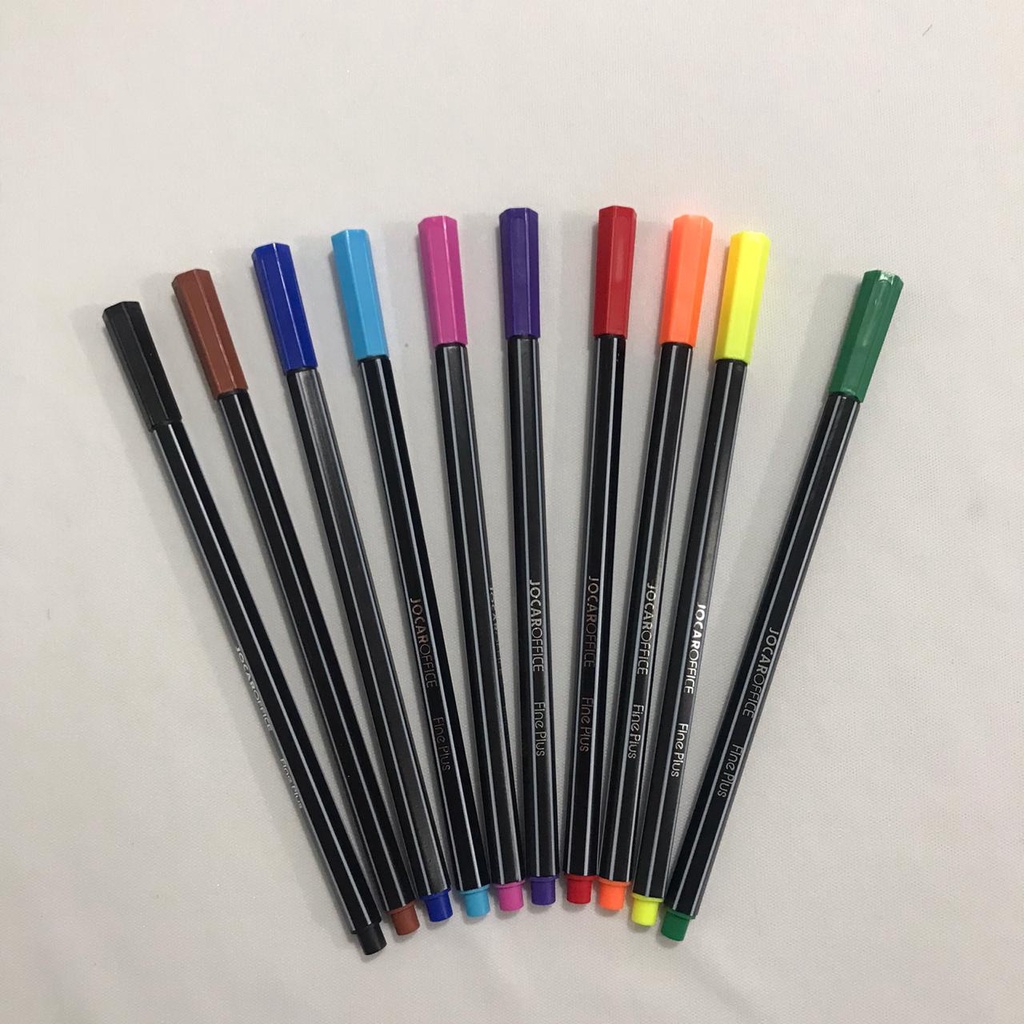 Conjunto de 10 Marcadores Fine Plus 0.4mm Jocar Office | Shopee Brasil