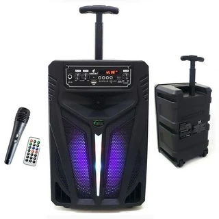 Caixa de Som Amplificada Potente Microfone P10 com Bluetooth 120W + Microfone