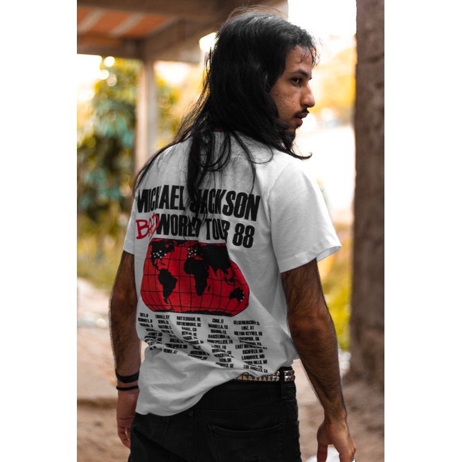 Camiseta Michael Jackson Bad World Tour 1988 | Shopee Brasil