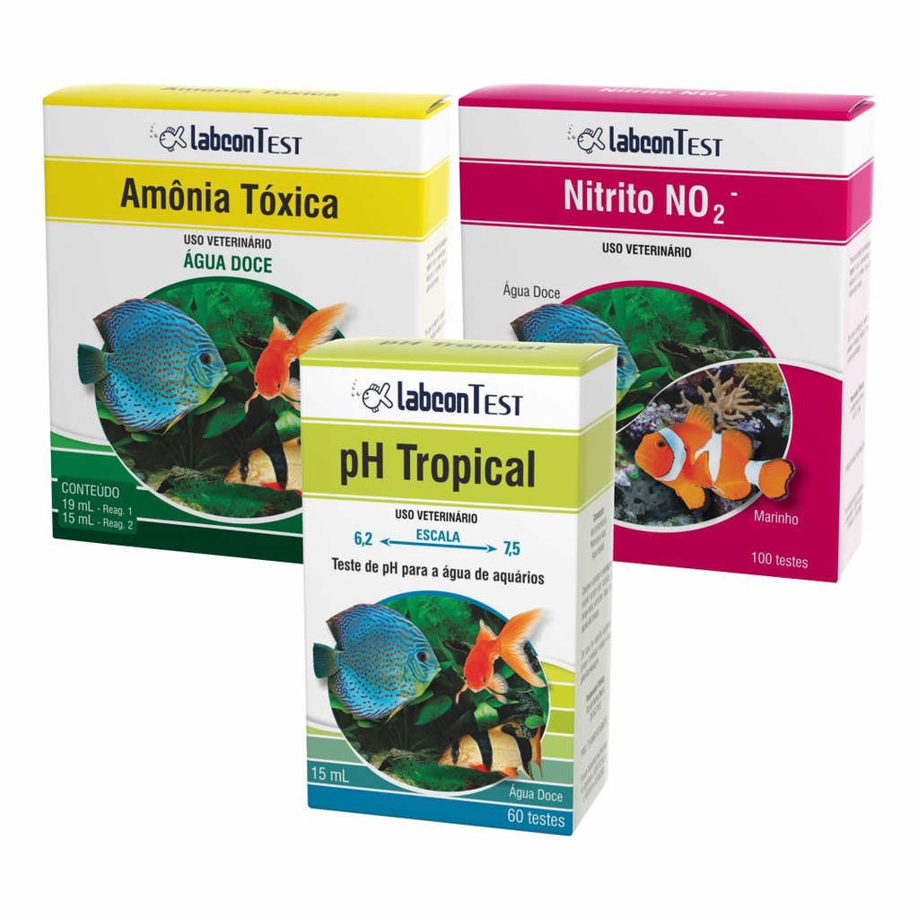 Kit Alcon Testes Aquario Ph tropical 15ml , Amonia doce , Nitrito