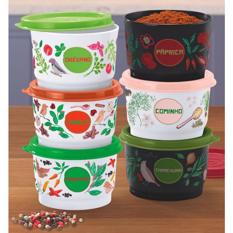 Potinhos Temperos 140 ml Floral Tupperware ® | Shopee Brasil