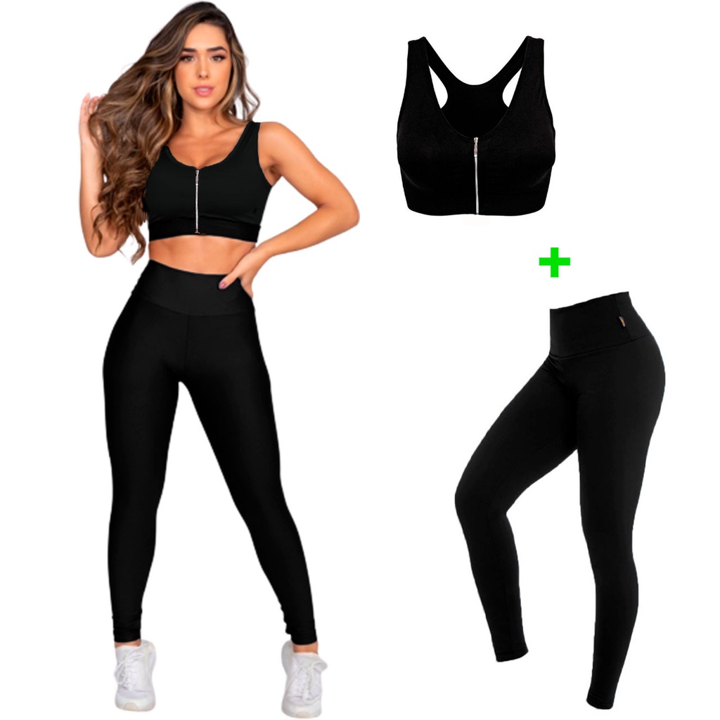 CONJUNTO DE CALÇA LEGGING COM TOP BOJO REMOVÍVEL ZERO TRANSPARÊNCIA