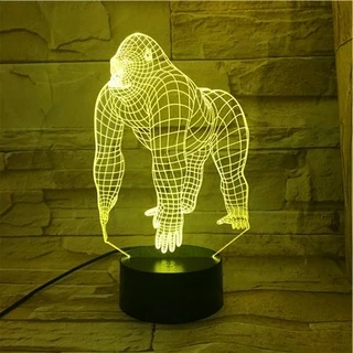 Claro Noturna LED Illusion/Decoração De Mesa/Animal Orangutan Gorila Chimpanee 3D