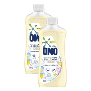 Kit 2 Lava-Roupas Omo Líquido Roupas Finas e Delicadas Bebê com 900ml