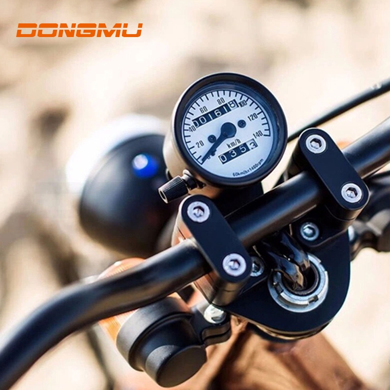 Hodômetro/Velocímetro Universal de Motocicleta 140km/h/Instrumento de Milhagem Dupla Retro para Café Racer