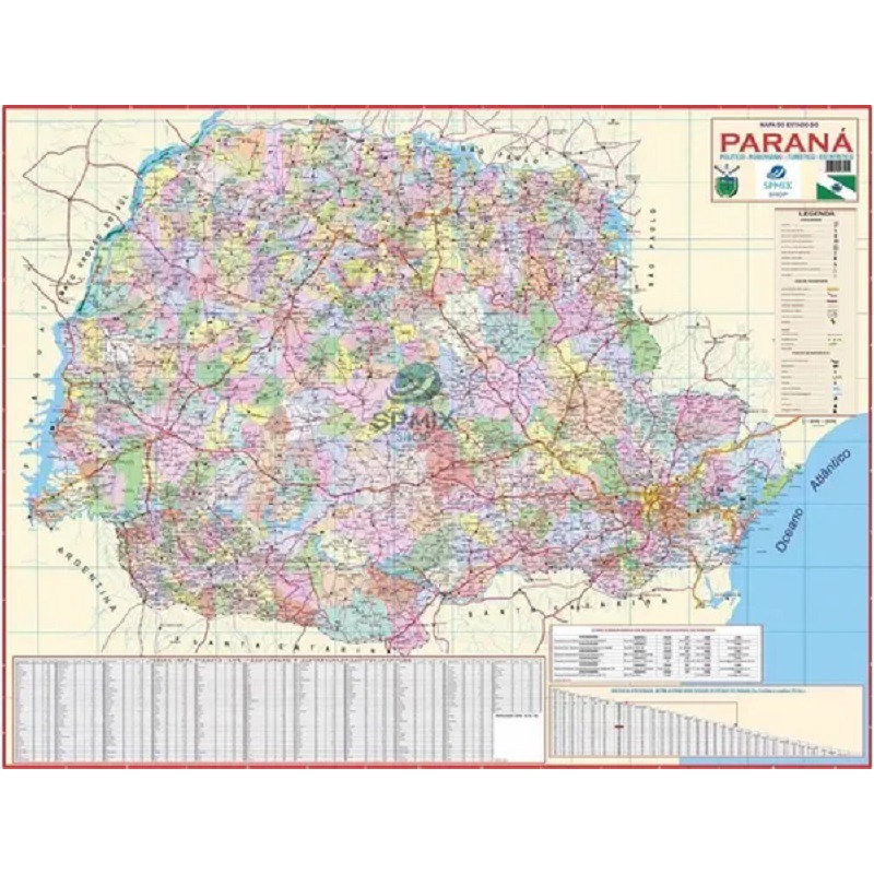 Mapa Estado Do Paraná Político Rodoviário 120x 90cm | Shopee Brasil