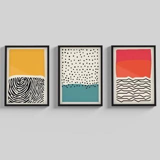 Kit Quadros Decorativos Para Sala Moderno 40x60 cm Moldura Hall Escritório Abstrato Minimalista