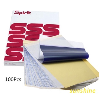 Sol 100 Folhas Papel De Transferência Tatuagem A4 Tamanho Térmica Stencil Carbono Copiadora Espírito Stencil Carbono