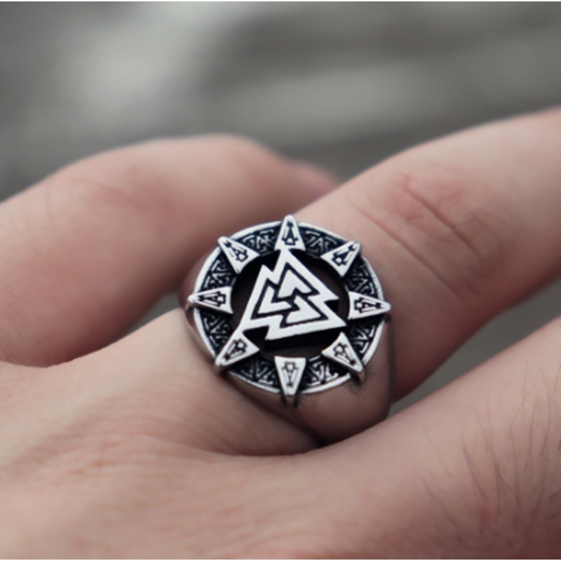 Novo Símbolo Nórdico Do Triângulo Viking Anel Vintage Moda Masculina